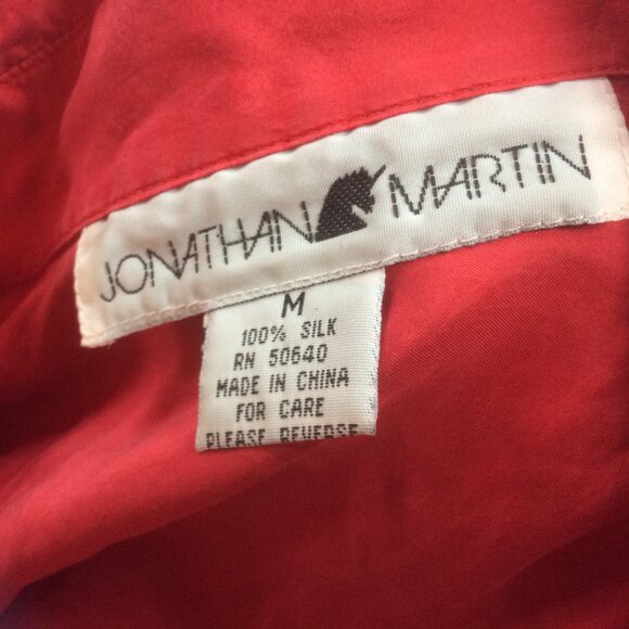 Jonathan Martin Vintage Red Silk Oversized Button Down Shirt Size Medium - Picture 3 of 4